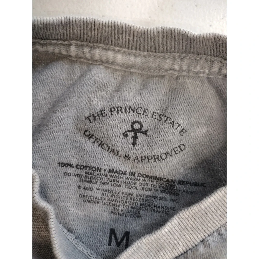 Prince Estate Purple Rain Motorcycle Graphic‎ T-Shirt Grey Acid Wash Mens Medium